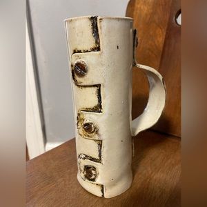 One of a Kind!! Slab Pottery Mug/ Pencil Holder Artist Mark